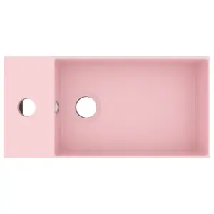 Berkfield Bathroom Sink with Overflow Ceramic Matt Pink