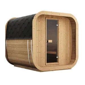 Inmedias Thermowood Icon Sauna 200S - 4-6 Person 2m x 2m - Outdoor Cube Barrel Sauna Full Single Door