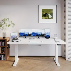 Hieronymus Electric Height Adjustable T-Shape Standing Desk White / Black / 122 x 180 x 80 cm