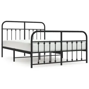 Berkfield Metal Bed Frame with Headboard and Footboard Black 140x190 cm