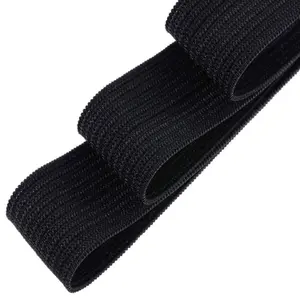 38mm Flat Elastic Band Stretchable Elastic Cord Stretch Strap, Black - 1 metre