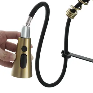 Kitchen Faucet with Pull Down Sprayer 3 Spray Modes Kitchen Tap in Black and Gold