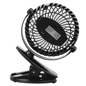 Hardys 3 Speed USB Rechargeable Clip On Cooling Portable Fan Desk Computer Pushchair - Black