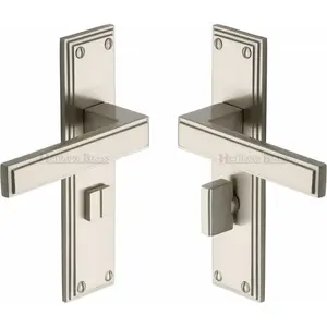 Heritage Door Handle for Bathroom Atlantis Design Satin Nickel