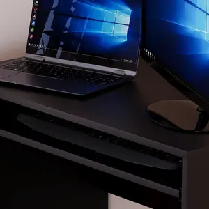 Vida Designs Huby Black Computer Desk Workstation with Keyboard Tray