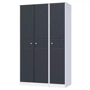 San Jose Ready assembled Contemporary Indigo & white Tall Triple Wardrobe (H)1970mm (W)1110mm (D)530mm