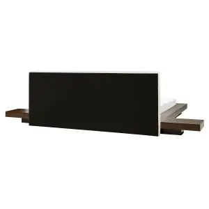 EU King Size Faux Leather Headboard Bed with LED Dark Wood ZEN