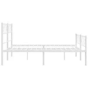 Berkfield Metal Bed Frame with Headboard and Footboard White 135x190 cm