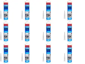 Rapide All-Purpose Flexible Silicone Sealant Cartridge White 260ml (Pack of 12)