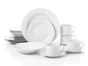 20pc White Round Rimmed Dinner Set