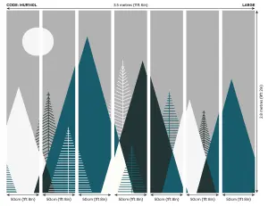 Origin Murals Grey & Green Graphic Mountains Matt Smooth Paste the Wall Mural 350cm wide x 280cm high