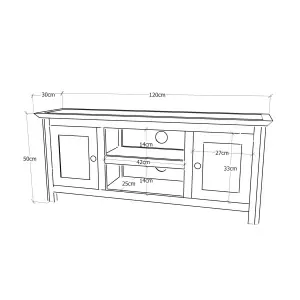 Lugo Waxed 2 Door TV Cabinet Brass Knob