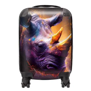 Golden Rhino Face Splashart Suitcase - Small