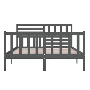 Berkfield Bed Frame Grey Solid Wood 150x200 cm King Size