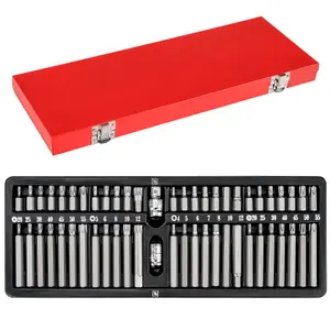 Socket Set - 54-pieces, 52 short and long bits, 2 bit adaptors - red