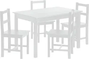 Argos Home Raye Solid Wood Dining Table & 4 White Chairs