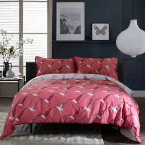 Hummingbird Printed 100% Cotton Duvet Cover Set