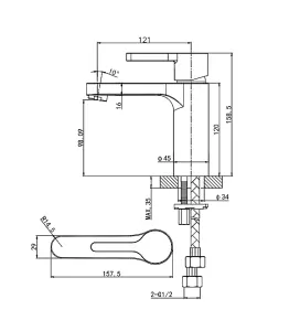 VURTU Datchworth Basin Mixer - 1/4 Turn, Single Lever Ceramic Disc, High/ Low Water Pressure, 300(H) x 215(W), Black, 628545