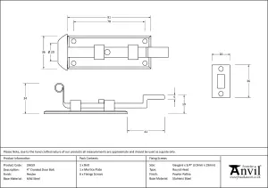 From The Anvil Pewter 4 Inch Cranked Door Bolt