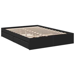 Berkfield Bed Frame with Drawers without Mattress Black 120x190 cm Small Double