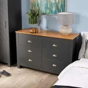 Home Source Camden 6 Drawer Chest Graphite