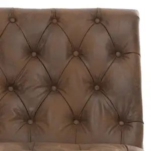 Chaise Lounge in Faux Leather Suede Brown Chesterfield