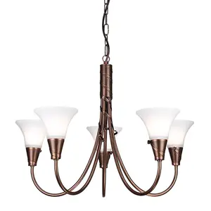 Elstead Emily 5 Light Multi Arm Chandelier Copper Finish, E14