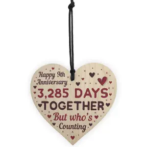 Red Ocean Handmade Wooden Heart Plaque Gift To Celebrate 9th Wedding Anniversary Husband Wife Someone Special Keepsake