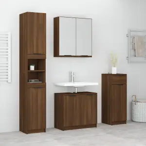 Berkfield 4 Piece Bathroom Cabinet Set Brown Oak Engineered Wood