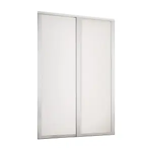 Spacepro Full panel Matt White frame Single panel Sliding wardrobe door, (H) 2220mm x (W) 914mm, Set of 2