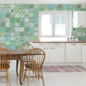 Walplus Vintage English Green Combo Mix Tile Stickers