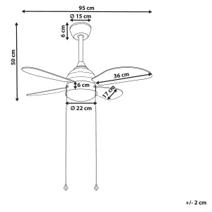 Ceiling Fan with Light Black and Yellow DOLORES