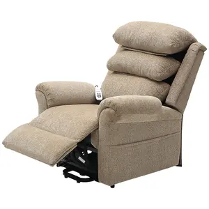 Dual Motor Rise and Recline Armchair - Waterfall Pillow Oatmeal Chenille Fabric