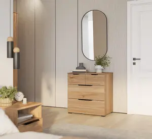 Elegant Tokyo 27 Chest of Drawers H740mm W720mm D450mm in Oak Mauvella, Four Drawers, Modern Design