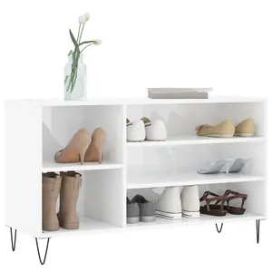 Shoe Cabinet High Gloss White 102x36x60 cm Engineered Wood