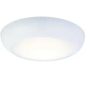 Round LED Bulkhead Ceiling Light 12W Cool White IP65 Gloss White Bathroom Lamp