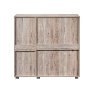 Euston Modern Sanremo Oak 3 Door 5 Tier Shoe Cabinet