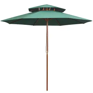 Berkfield Double Decker Parasol 270x270 cm Wooden Pole Green