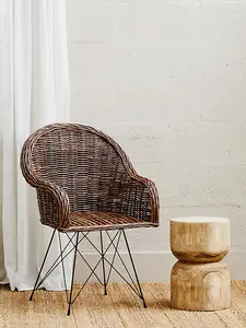 Interiors by Premier Natural Croco Rattan Chair, Easy to Clean Outdoor Chair, Arm & Backrest Rattan Armchair, Eco-friendly Chair