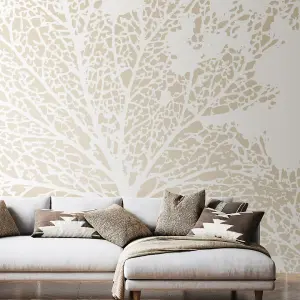 Origin Murals Skeleton Leaf - Natural Linen Matt Smooth Paste the Wall Mural 300cm wide x 240cm high