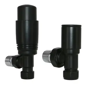 Right Radiators Black Angled TRV Thermostatic Radiator Valve and Manual Angled Valve 15mm x 1/2"