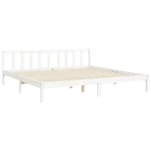 Berkfield Bed Frame with Headboard White 200x200 cm Solid Wood