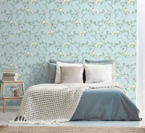 Galerie Spring Blossom Blue Wallpaper