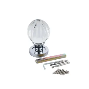 Sandleford Mortice Knob Set - Terni Glass and Polished Chrome