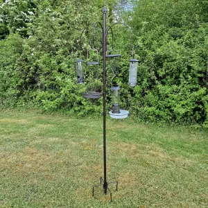 Metal Complete Bird Feeding Station with 5 Feeders and Stabiliser Stand