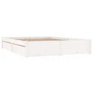 Berkfield Bed Frame with Drawers White 150x200 cm 5FT King Size