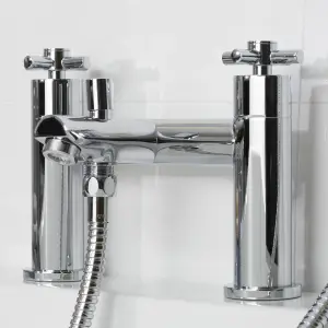 Bristan Nurture Polished Chrome effect Rim-mounted 2 Tap Hole Shower mixer Tap