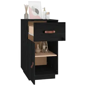 Berkfield Desk Cabinet Black 40x50x75 cm Solid Wood Pine