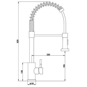 Liquida CT595BR Brushed Brass Spring Kitchen Mixer Tap With Pull Out Spray Head