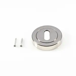 50mm Lock Profile Round Escutcheon Concealed Fix Polished Nickel Keyhole Cover